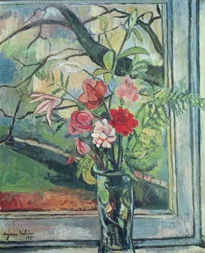 Bouquet of Flowers in Front of a Window, 1930 by Marie Clementine (Suzanne) Valadon